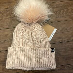 NWT The North Face Pink Pom Pom Knit Beanie
